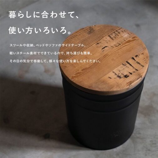 古材ドラムスツール   カフェ空間・アンティーク調・収納家具　【メーカー直送】 - 画像 (6)