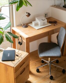 105cm幅 学習机 木組みをあしらったアルダー材デスクシリーズ<カローレ>