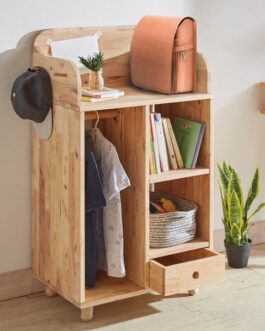 ハンガーラック付きの天然木製収納<NATURAL SIGNATURE オープンロッカー>