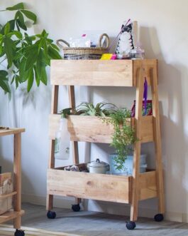 シンプルで使いやすいキャスター付き木製ワゴン<NATURAL SIGNATURE ストレージワゴン>