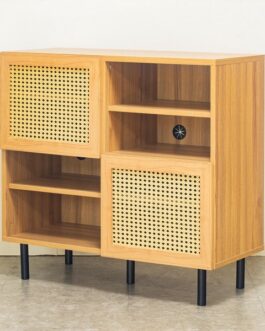 ナチュラルなラタン風素材が特徴のキャビネット＜90キャビネット　マルシェ＞