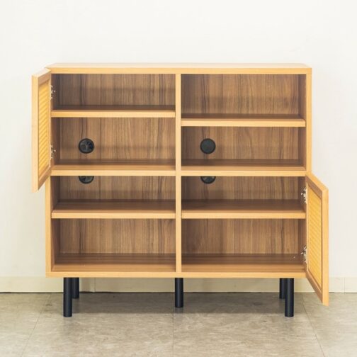 ナチュラルなラタン風素材が特徴のキャビネット＜90キャビネット　マルシェ＞ - 画像 (6)