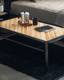 ヴィンテージ風質感のアイアン×天然木センターテーブル<トリニティ>