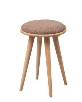 もこもこ生地のラバーウッド無垢材スツール <組立家具/NATURAL SIGNATURE ラウンドスツール>