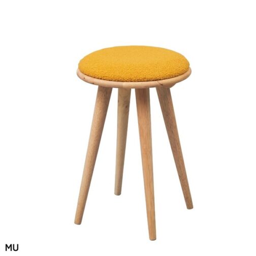 もこもこ生地のラバーウッド無垢材スツール ＜組立家具/NATURAL SIGNATURE　ラウンドスツール＞ - 画像 (3)