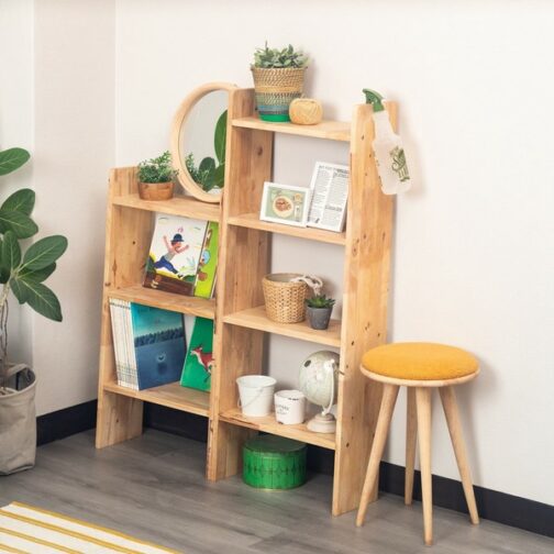 もこもこ生地のラバーウッド無垢材スツール ＜組立家具/NATURAL SIGNATURE　ラウンドスツール＞ - 画像 (5)