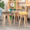 もこもこ生地のラバーウッド無垢材スツール ＜組立家具/NATURAL SIGNATURE　ラウンドスツール＞