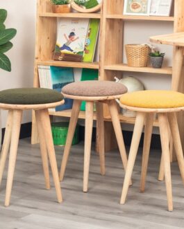 もこもこ生地のラバーウッド無垢材スツール <組立家具/NATURAL SIGNATURE ラウンドスツール>