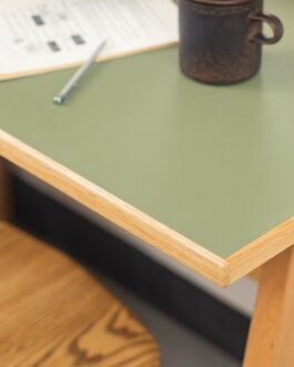 【幅100cm】天然の抗菌作用 リノリウム天板の学習デスク<リノ/ピスタチオグリーン>