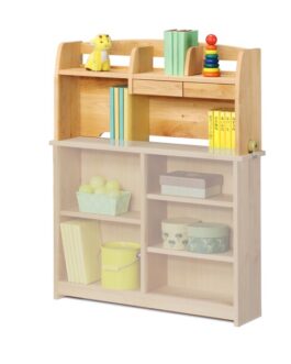 学習デスク・専用下台に 取り外しできるアルダー材の拡張収納<上棚LO フォレスト>