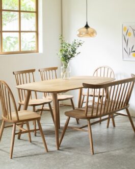 【4点セット】アッシュ無垢材のすっきりとした楕円形ダイニングセット<ienowa/食堂4点セット コクリコ>