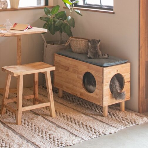 天然木をふんだんに使ったナチュラルシリーズ ◆組立家具/NATURAL SIGNATUREキャットハウス