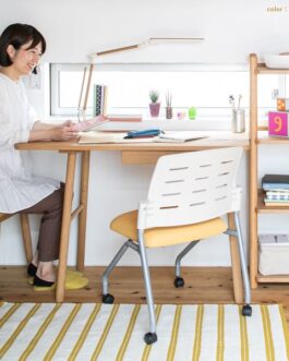 カラフルな座面が特徴のキャスター付きチェア◆スタッキングチェア フォルク 【色】オレンジ