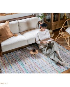 レザーとカラフルな繊維を組み合わせたラグ・マット<ienowa/GRAFFITI(グラフィティー)>