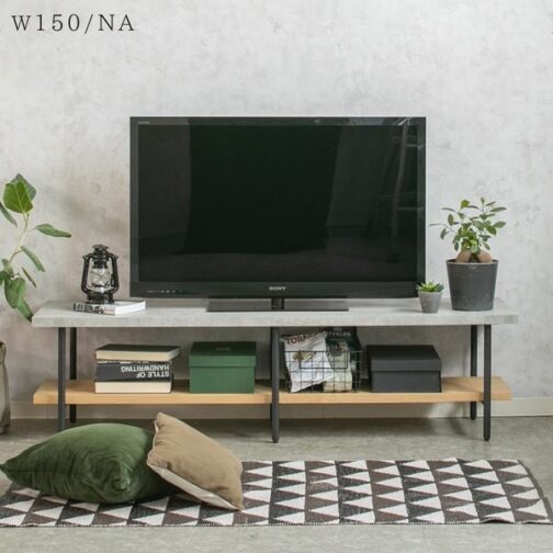 コンクリート調と木目調を組み合わせたテレビボード＜120・150TVボード/マルティナ＞