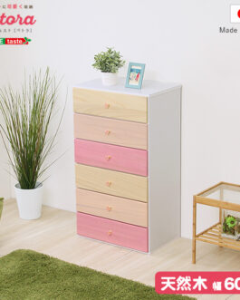 オシャレに可愛く収納 リビング用ハイチェスト 6段 幅60cm 天然木（桐）日本製｜petora-ペトラ-