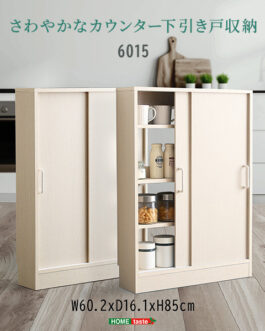 さわやかなカウンター下引き戸収納6015