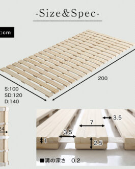 すのこベッド　ロール式　桐仕様(シングル)【Schlaf-シュラフ-】　桐　すのこ　ロール式　すのこベッド　シングル　湿気　スノコマット　折りたたみ