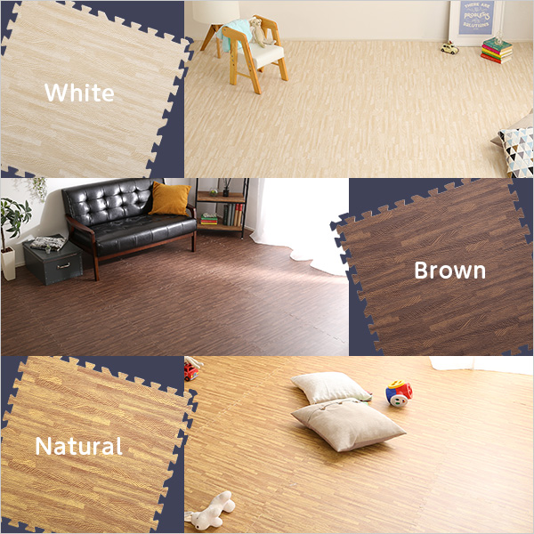 サイドパーツ付き!ナチュラルな木目調ジョイントマット 64枚セット(大判60cm)安心の低ホルムアルデヒド、防音、保温【Fein-ファイン-】 - 画像 (3)