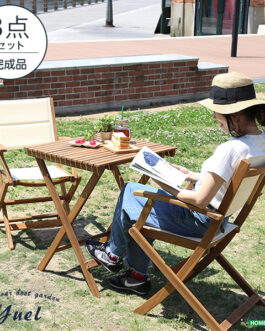折りたたみガーデンテーブル・チェア肘付き(3点セット)人気素材のアカシア材を使用 | Yuel-ユエル-