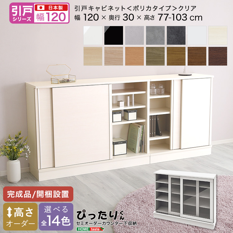 【引戸シリーズ】セミオーダーカウンター下収納ぴったりくん キャビネット(ポリカタイプ クリア) 幅160cm×奥行35cm - 画像 (20)