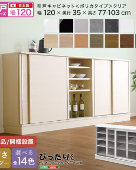 【引戸シリーズ】セミオーダーカウンター下収納ぴったりくん キャビネット(ポリカタイプ クリア) 幅120cm×奥行35cm