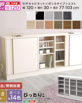【引戸シリーズ】セミオーダーカウンター下収納ぴったりくん キャビネット(ポリカタイプ ミスト) 幅120cm×奥行30cm