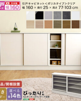 【引戸シリーズ】セミオーダーカウンター下収納ぴったりくん キャビネット(ポリカタイプ クリア) 幅160cm×奥行25cm