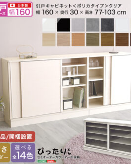 【引戸シリーズ】セミオーダーカウンター下収納ぴったりくん キャビネット(ポリカタイプ クリア) 幅160cm×奥行30cm