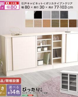 【引戸シリーズ】セミオーダーカウンター下収納ぴったりくん キャビネット(ポリカタイプ クリア) 幅80cm×奥行30cm