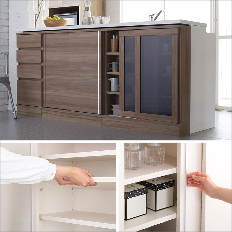 【引戸シリーズ】セミオーダーカウンター下収納ぴったりくん キャビネット(ポリカタイプ グレイ) 幅80cm×奥行30cm - 画像 (6)