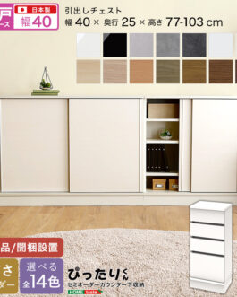 【引戸シリーズ】セミオーダーカウンター下収納ぴったりくん 引出しチェスト 奥行25cm
