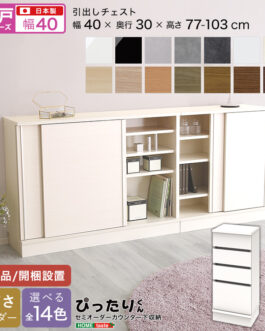 【引戸シリーズ】セミオーダーカウンター下収納ぴったりくん 引出しチェスト 奥行30cm