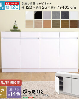 【扉シリーズ】セミオーダーカウンター下収納ぴったりくん キャビネット 幅120cm×奥行25cm