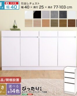 【扉シリーズ】セミオーダーカウンター下収納ぴったりくん 引出しチェスト 奥行25cm