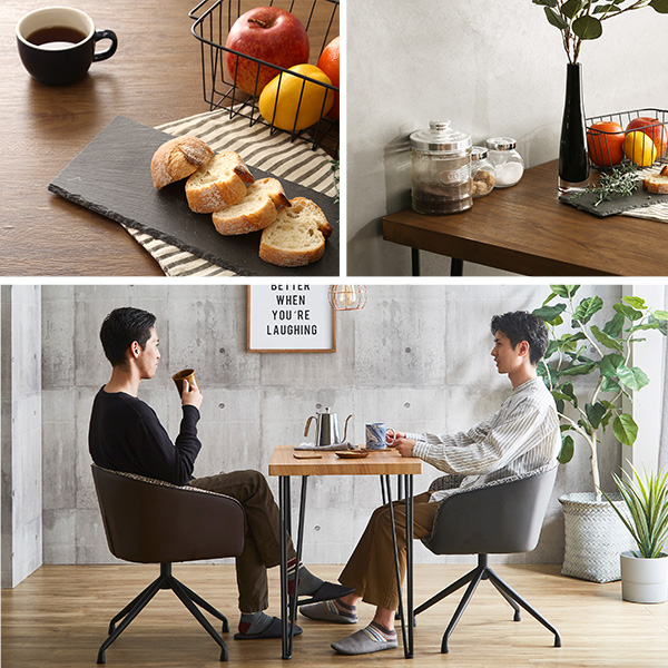 回転式ファブリックダイニングチェア2脚 75㎝幅テーブル 3点セット 【Cyril×Umbure】 - 画像 (10)