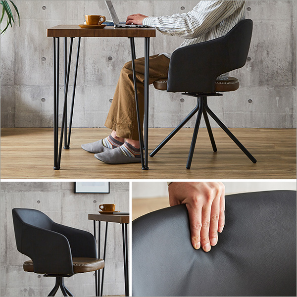 レザー調ラウンドダイニングチェア 75cm幅テーブル 2点セット【Marlon×Umbure】 - 画像 (8)