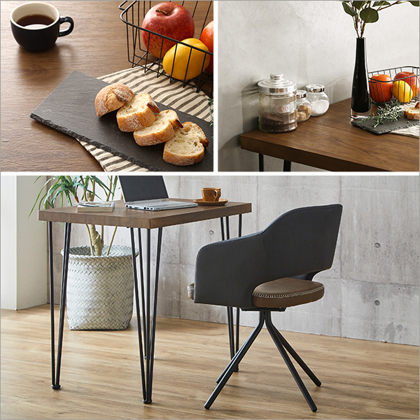 レザー調ラウンドダイニングチェア 75cm幅テーブル 2点セット【Marlon×Umbure】 - 画像 (9)