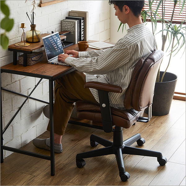 ロッキング機能付きレザー調デスクチェア 2点セット【Barrow×Lubbock】 - 画像 (10)