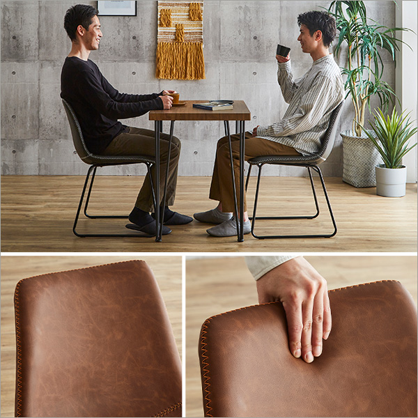 スクエアチェア2脚(同色) 75㎝幅テーブル 3点セット 【SETH×Umbure】 - 画像 (9)