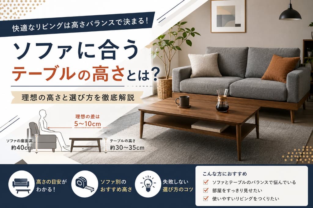 あなたが現在見ているのは ソファに合うテーブルの高さとは？失敗しない選び方を徹底解説