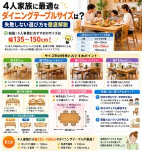 投稿についてもっと詳しく 4人家族に最適なダイニングテーブルサイズは？失敗しない選び方を徹底解説